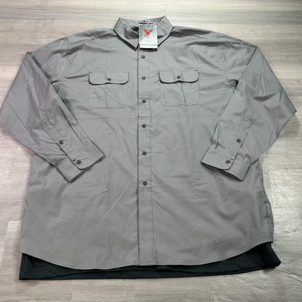 NEW Vertx Guardian Shirt 2.0 Mens 2XL Gray Solid Long Sleeve Button Up Tactical